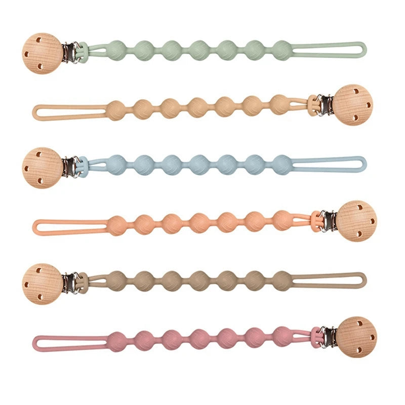 Nook & Nurture Wooden Pacifier Clip & Silicone Teething Chain