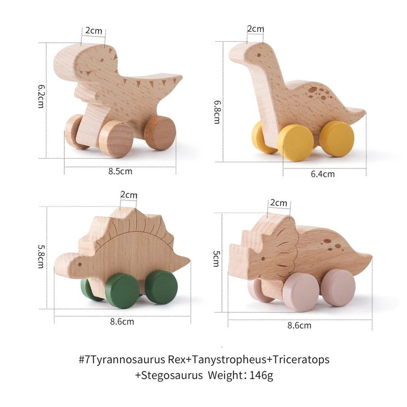 Nook & Nurture Wooden Montessori Toys – Dinosaur & Car Set