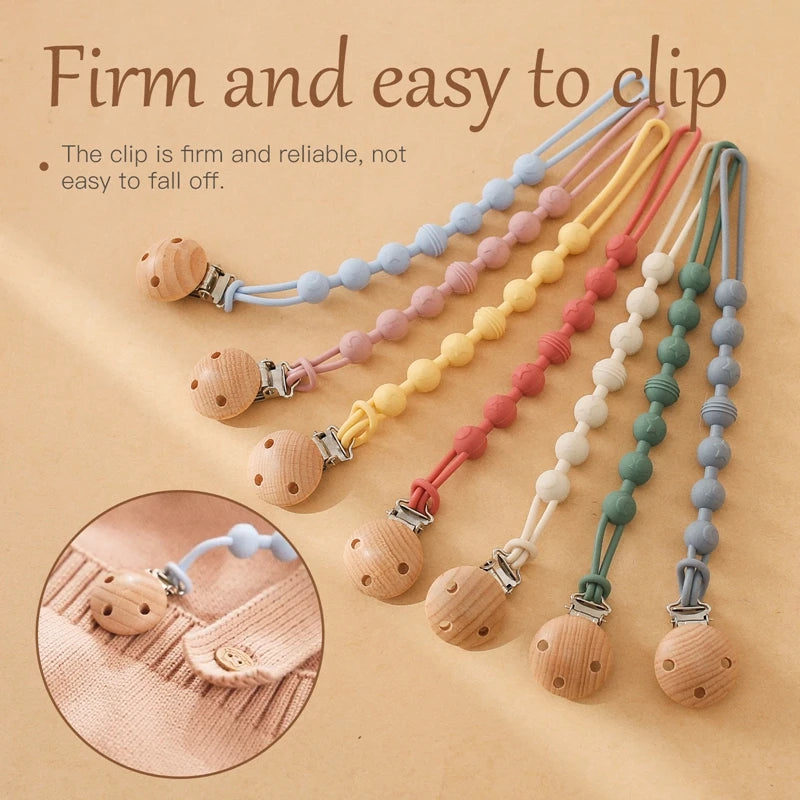 Nook & Nurture Wooden Pacifier Clip & Silicone Teething Chain