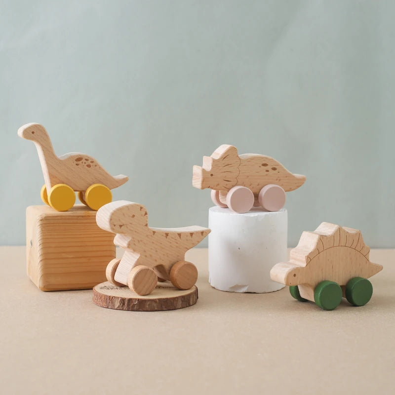 Nook & Nurture Wooden Montessori Toys – Dinosaur & Car Set