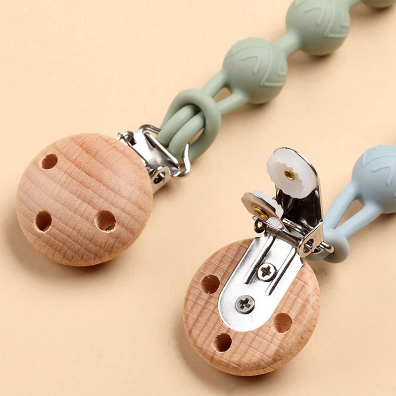 Nook & Nurture Wooden Pacifier Clip & Silicone Teething Chain